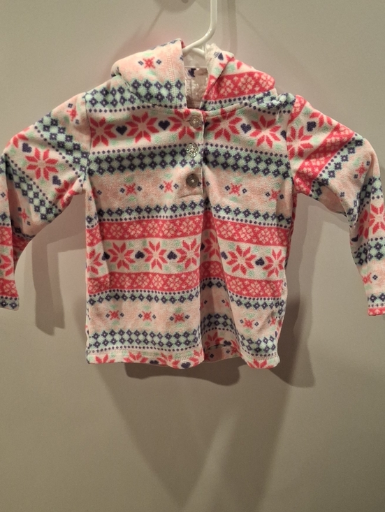 Carter's Other - Toddler Hooded Fleece Pullover in Cream with Pink & Blue Snowflake Print